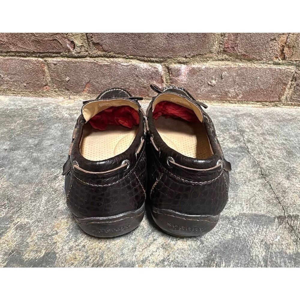 Sperry Top Sider Women’s Browm Embossed Leather Slip On Loafer Sz 9 - Picture 4 of 11